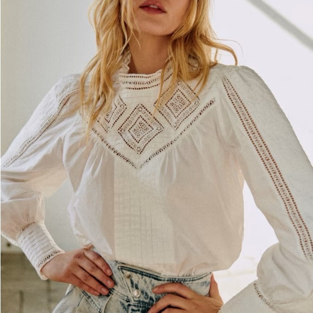 NEW (NWT) SEZANE X SEA NY CYANA BLOUSE 10 42